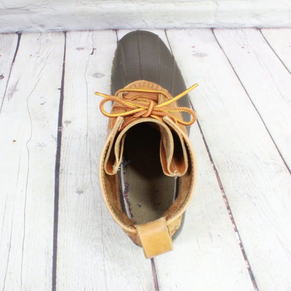 **LL BEAN Thinsulate Lined Brown Tan Leather 8" Du - Picture 5 of 6